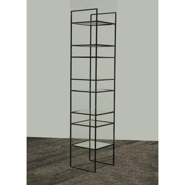 Black Etagere W Eight Mirrored Metal Shelves ~ Narrow Book Shelf Book Case #1 For Sale In Los Angeles - Image 6 of 17