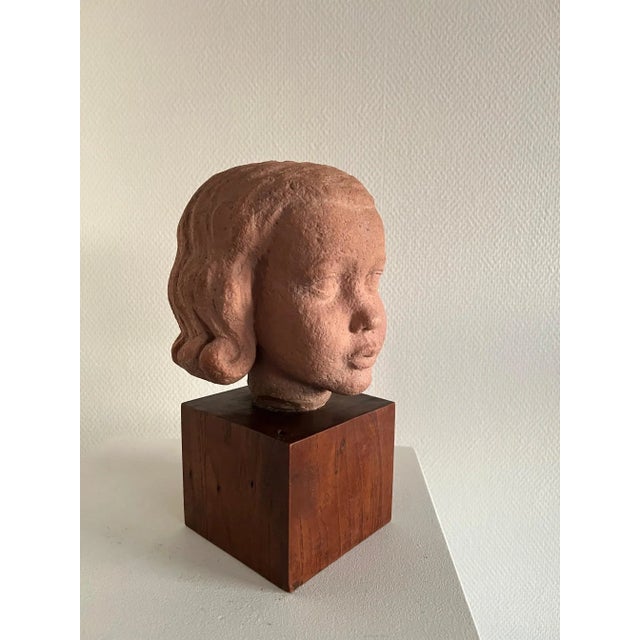 Albert André Aebly, Portrait of a Young Girl, 1940s, Ceramic For Sale - Image 6 of 7