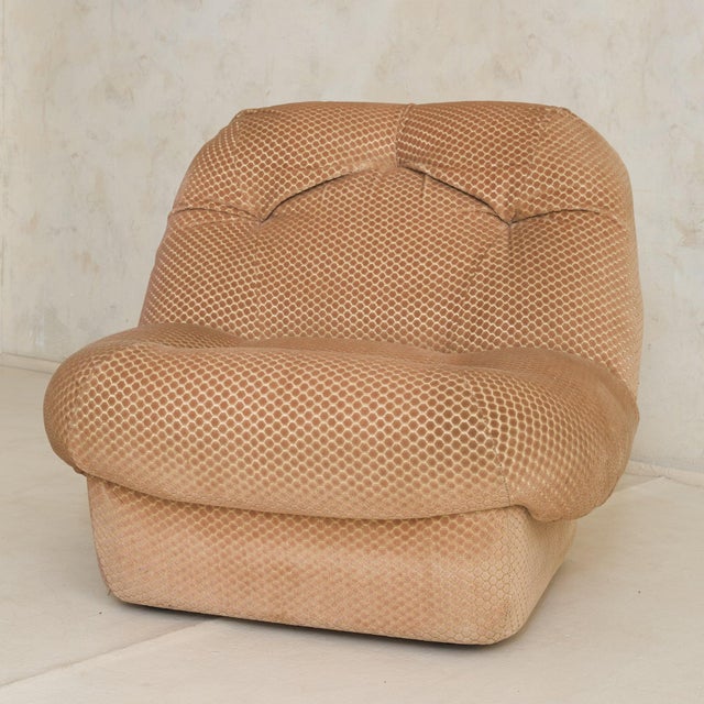 French Geometric Chenille Lounge Chair, 1970s - 2 Available For Sale - Image 9 of 11