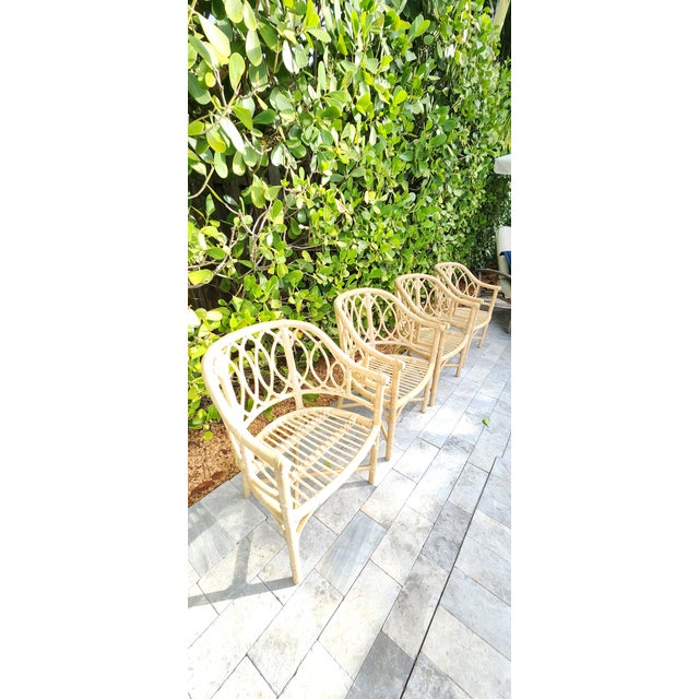 Vintage Set of 4 McGuire Rattan Chairs For Sale - Image 11 of 12