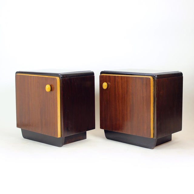 Wood Mid-Century Bedside Tables with Glass Tops, Former Czechoslovakia, 1960s, Set of 2 For Sale - Image 7 of 12
