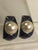 Gemstone 1980s Trifari Purple Blue Enamel Pearl Half Hoop Earrings, Pair For Sale - Image 7 of 10