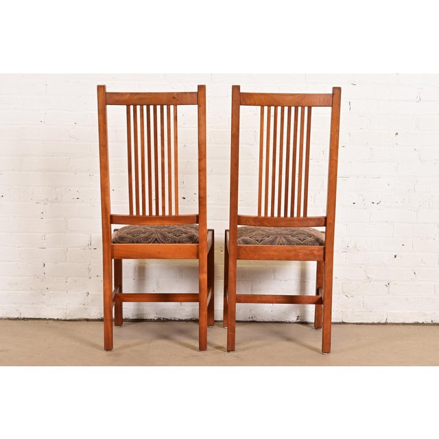 Stickley Mission Arts & Crafts Cherry Wood Spindle Back Dining Chairs, Set of Four For Sale - Image 11 of 14