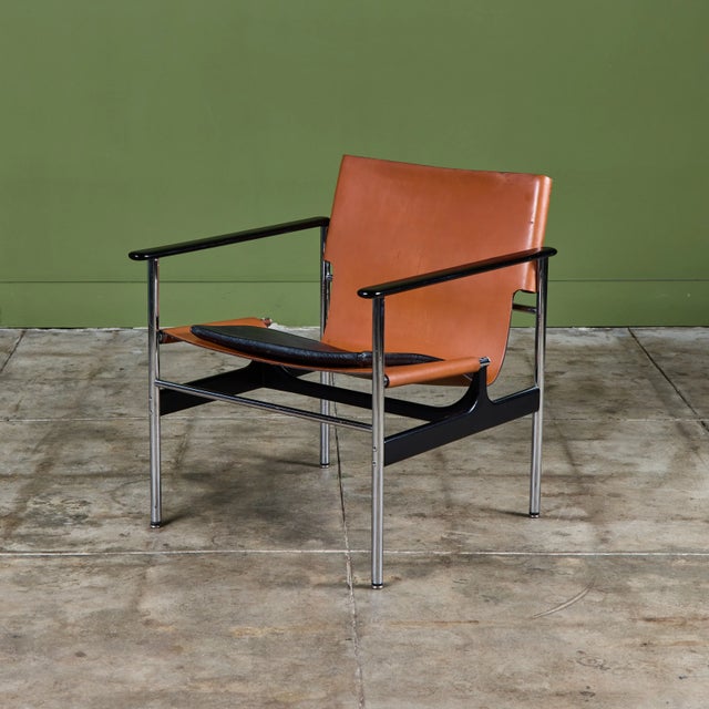 Charles Pollock Tan Leather Sling Chair for Knoll For Sale - Image 9 of 18
