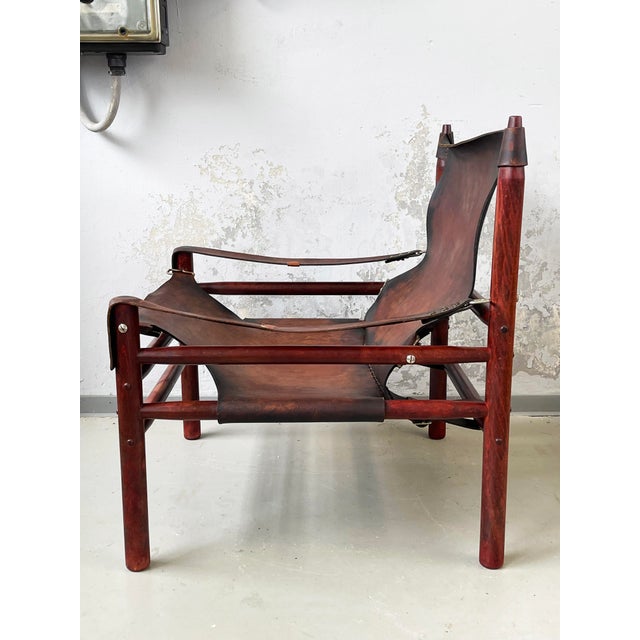 Mid-Century Modern Leather Safari Chair in Brown Buffalo by Arne Norell, 1950s For Sale - Image 9 of 14