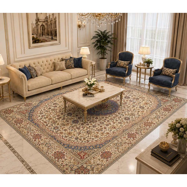 Beige Pasargad DC Fine Hand Knotted Vintage Nain Rug For Sale - Image 8 of 8