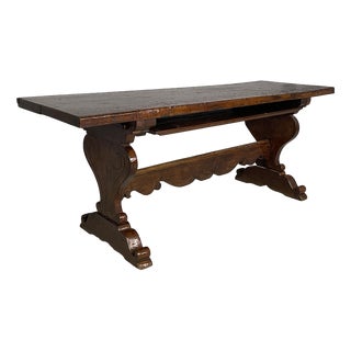 Antique Italian Wooden Refectory Dining Table, 1700s For Sale