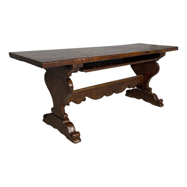 Antique Italian Wooden Refectory Dining Table, 1700s For Sale
