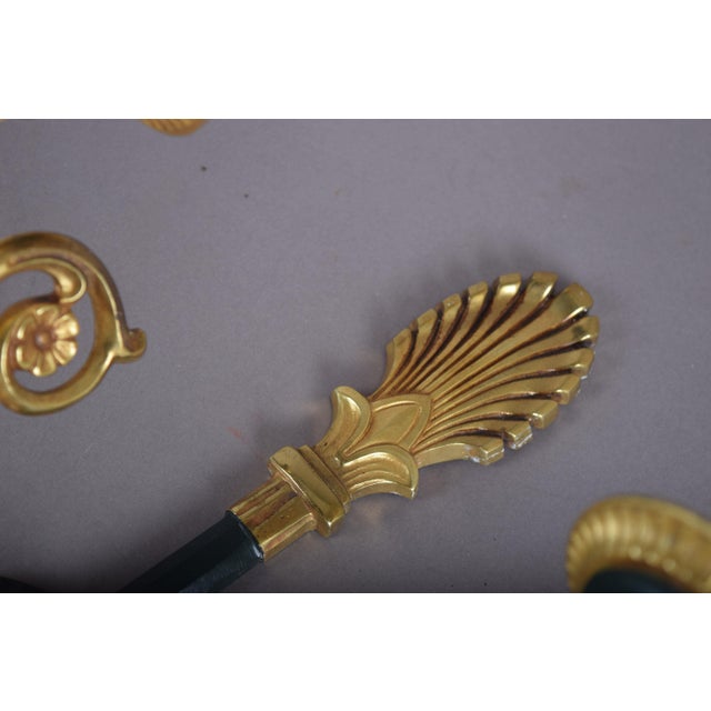 Gilt Bronze Double-Arm Wall Sconces with Frosted Glass Shades, 1950s, Set of 2 For Sale - Image 11 of 18
