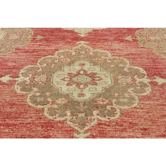 Late 20th Century Vintage Red Turkish Oushak Rug Runner - 03'01 X 12'00 For Sale - Image 5 of 9