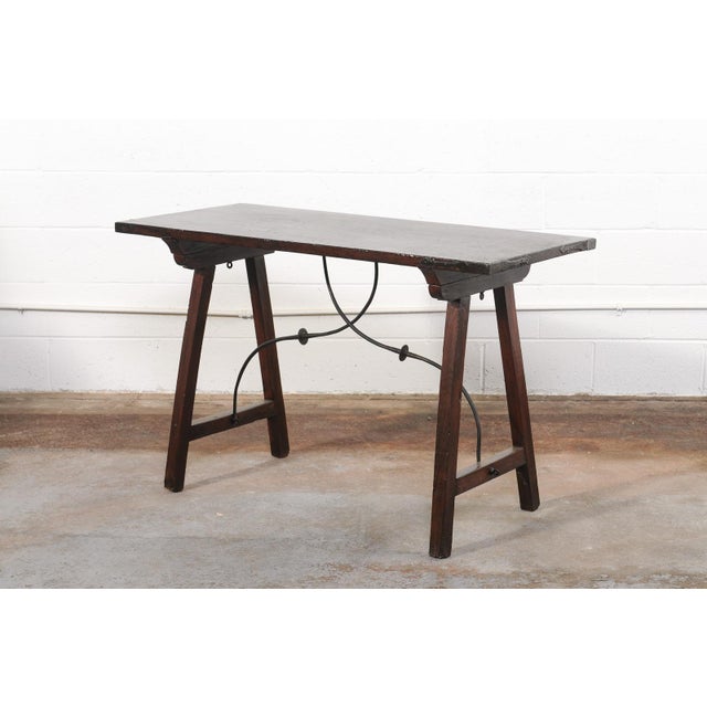 19th Century Spanish Travel Table W/Iron Stretcher For Sale - Image 11 of 12