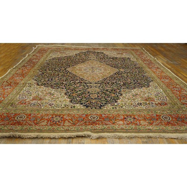 A one-of-a-kind antique Tabriz rug, The piece measures approximately 10’8″ × 15’4″ (per the seller listing). Tabriz is a...