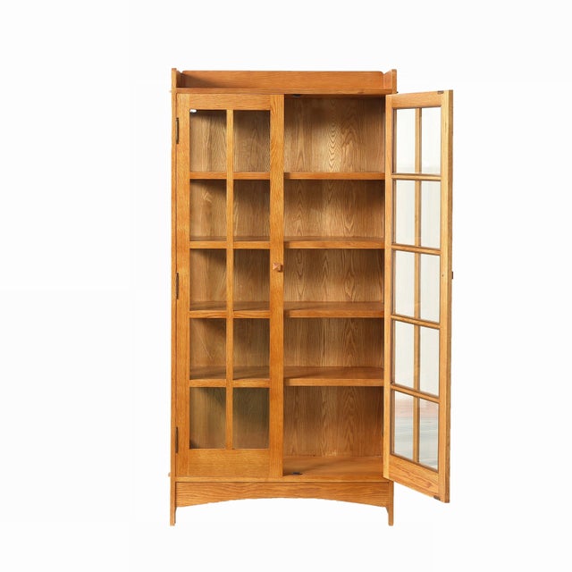 Wood Mission Oak Display China Cabinet / Bookcase - Michael's Cherry - 39"w For Sale - Image 7 of 10