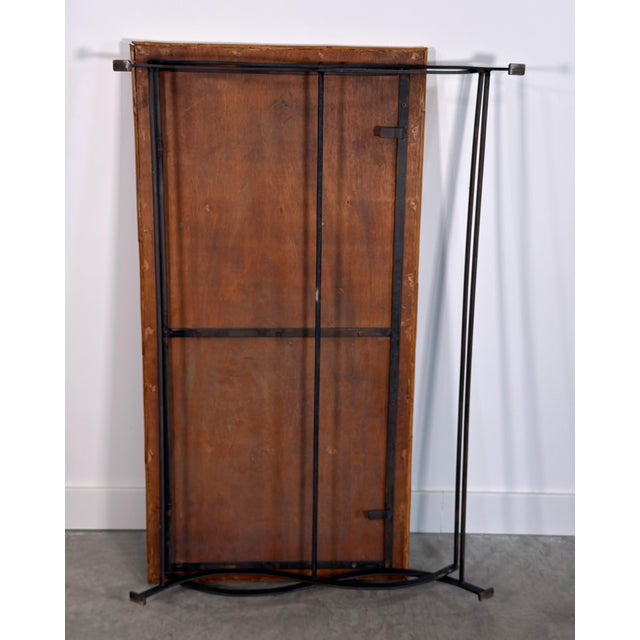 Vintage Woven Herringbone Rattan Top and Wrought Iron Folding Coffee Table For Sale - Image 10 of 10