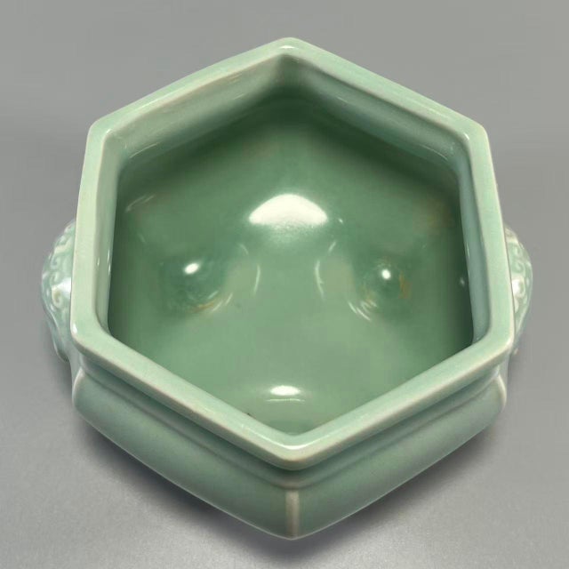 Chinese Longquan Celadon Hexagonal Censer, Chinese Ceramic Incense Burner For Sale - Image 3 of 5