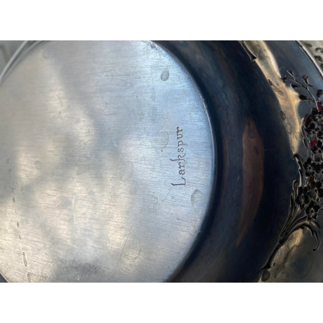 Vintage Larkspur Wallace Sterling Silver Floral Design Dish For Sale In New York - Image 6 of 7