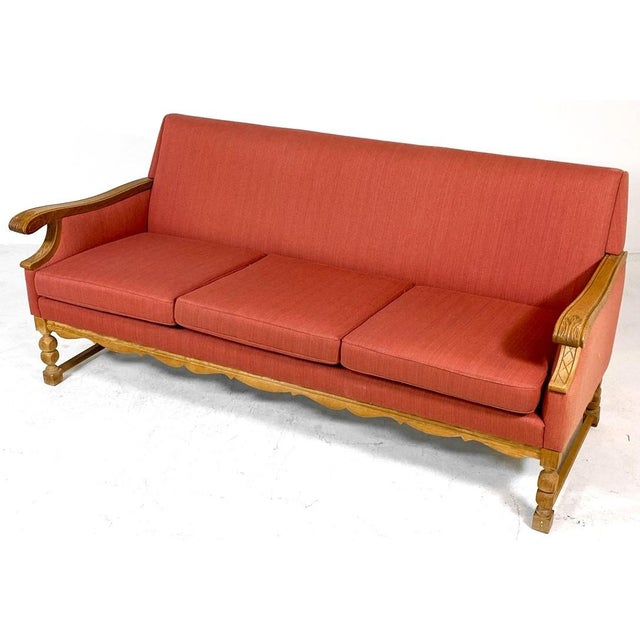 Danish Mid Century Modern Red Sofa For Sale - Image 9 of 10