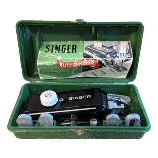 Vintage 1948 Singer Buttonholer #160506 Original Case 5 Templates For Sale
