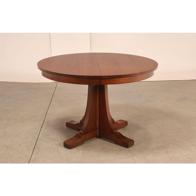 Stickley Mission Collection 46" Round Oak Pedestal Dining Table For Sale - Image 13 of 18