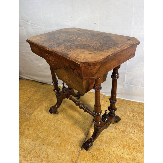 Victorian Burr Walnut Sewing Worktable, 19th Century For Sale - Image 10 of 16