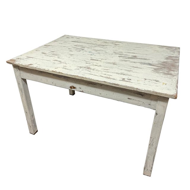 Vintage Distressed Desk in White, 1950s For Sale - Image 12 of 12