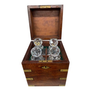 Mid 19th Century English Campaign Style Tantalus Box For Sale