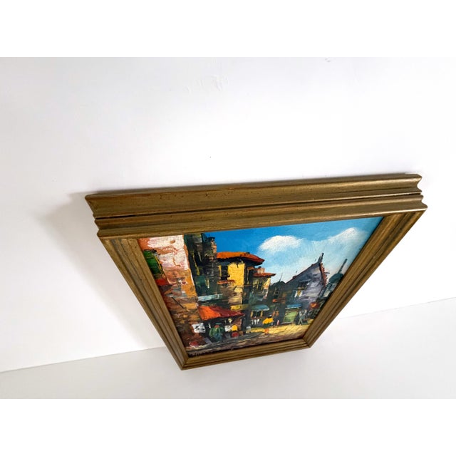 Vintage Italian Mid Century Street Scene Painting For Sale - Image 12 of 14