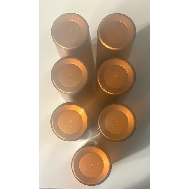 1960's Mid Century Modern Tall Insulated Copper Tumblers - Set of 7 For Sale In Palm Springs - Image 6 of 9