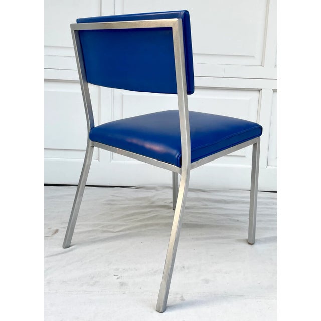 Mid-Century Modern Vintage Bright Blue and Steel Modern Chair For Sale - Image 3 of 12