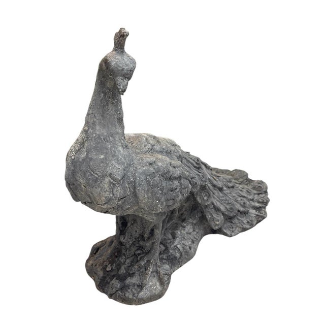 Traditional Vintage Cast Iron Peacock Statue For Sale - Image 3 of 10