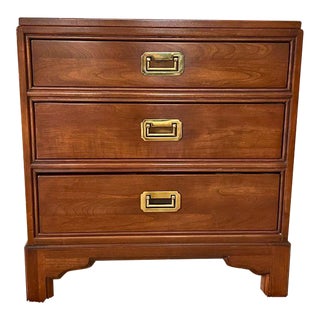 1980s Ethan Allen Mahogany 3-Drawer Campaign Chest/Nightstand For Sale