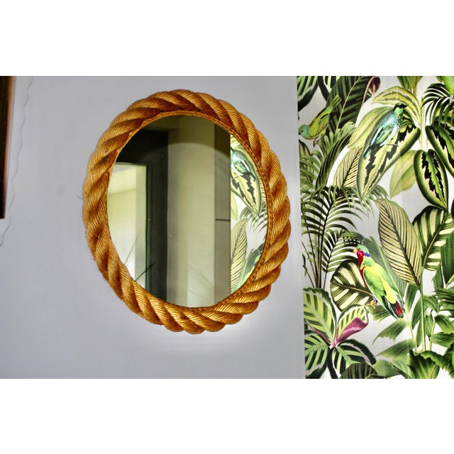Large Round Rope Mirror by Adrien Audoux & Frida Minet, 1950 For Sale - Image 11 of 11