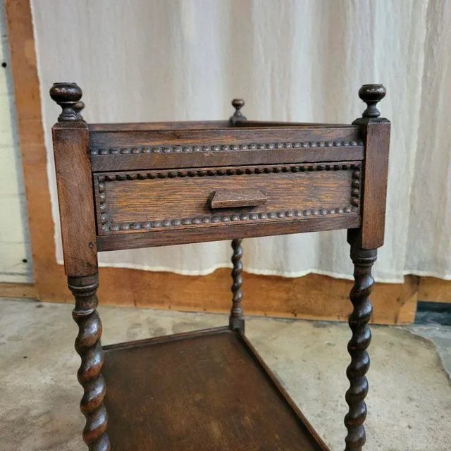 1920s Antique English Barley Twist Tea Trolley With Drawer For Sale - Image 6 of 13