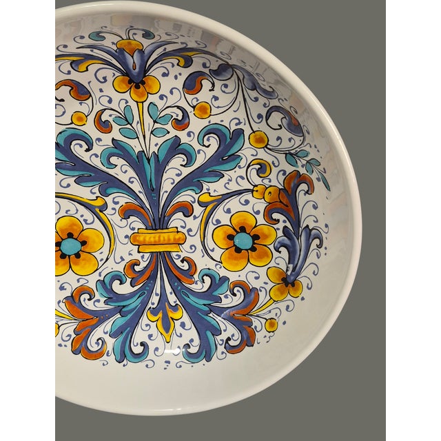 Italian Vintage Italian Painted Nova Deruta Pottery Serving Bowl For Sale - Image 3 of 7