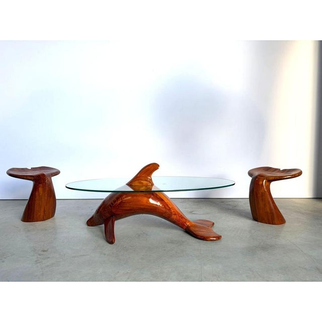 Polyte Solet Dolphin Coffee Table and Stools, 1990s, Set of 3 For Sale - Image 4 of 17