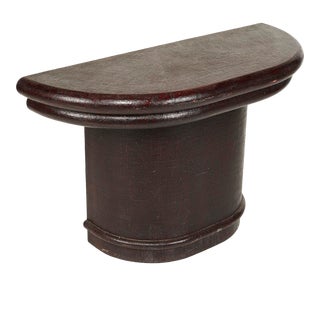 Vintage 1980s Karl Springer Style Half-Round Grasscloth Console Table For Sale