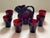 A vintage ruby glass juice set in an art deco style. The pitcher was specially designed at an angle to fit in the fridges...