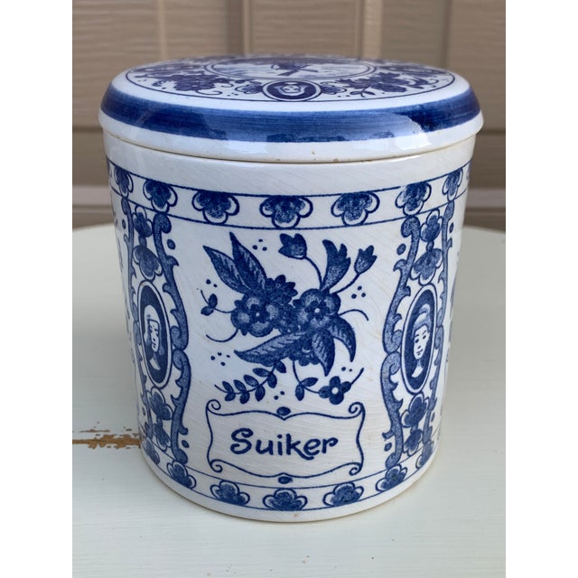 Mid-20th Century Dutch Delft Blue & White Covered Sugar Jar For Sale In South Bend - Image 6 of 10
