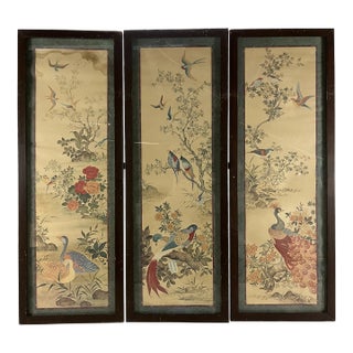 Framed Chinoiserie Triptych For Sale