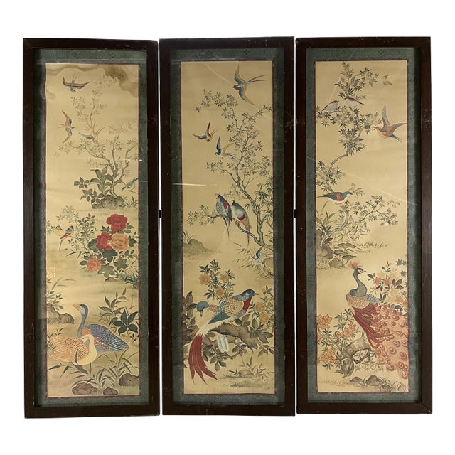 Framed Chinoiserie Triptych For Sale