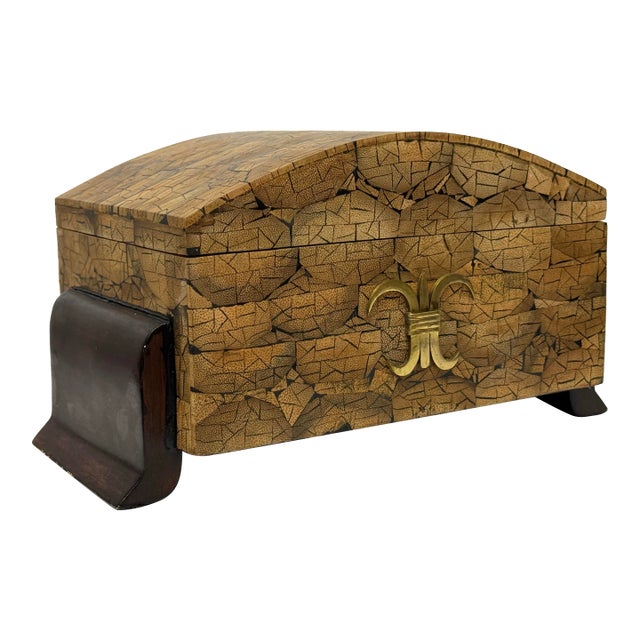 Vintage 1980's Coconut Shelf Maitland Smith Decorative Box For Sale