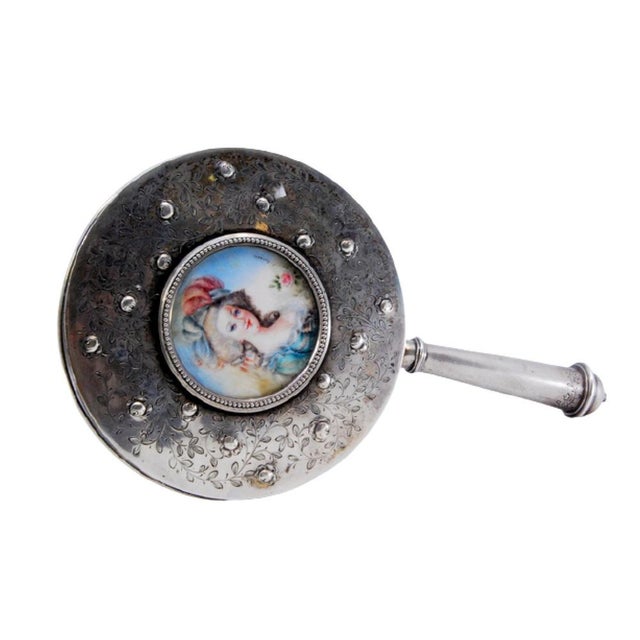 Circular Silver Hand Mirror For Sale - Image 10 of 10