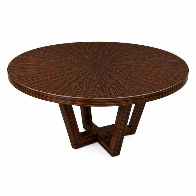 Mid Century Style Round Dining Table W/Custom Finish For Sale - Image 4 of 5
