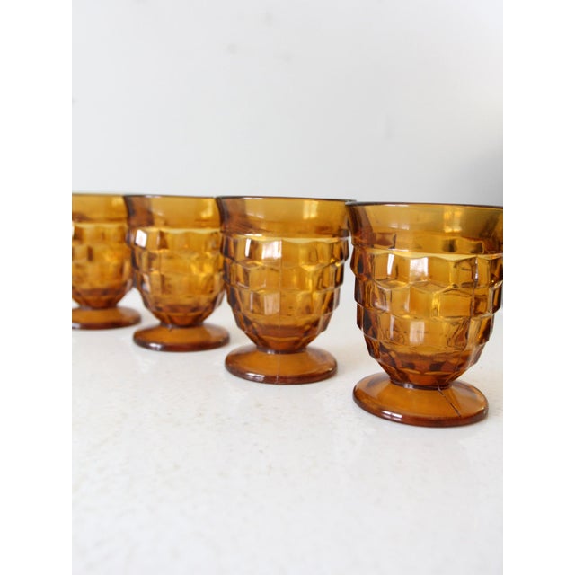 Mid 20th Century Vintage Amber Glass Pitcher and Tumbler Set For Sale - Image 5 of 12