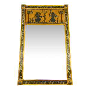 Oversized Neoclassical Greek Key Trumeau Wall Mirror With Classical Relief Frieze