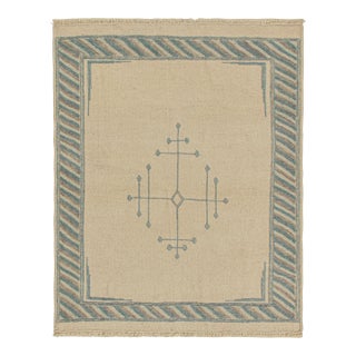 2010s Rug & Kilim’s Sofreh-Style Persian Kilim in Beige With Blue Medallion For Sale