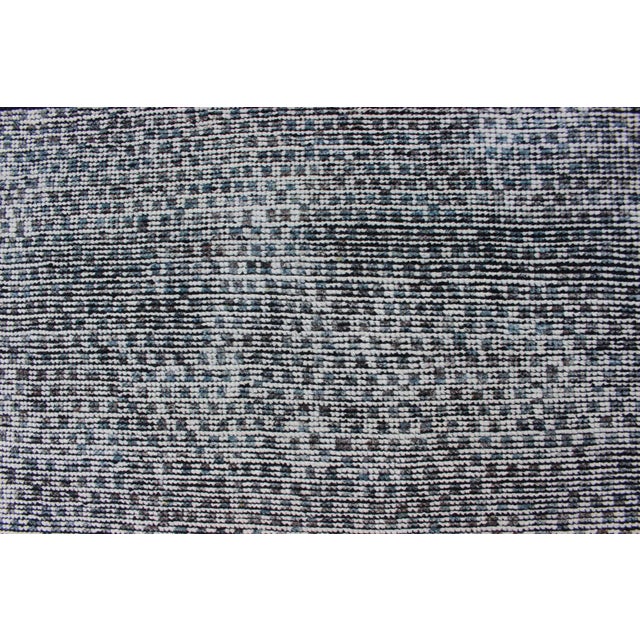 Checkered Modern Distressed Rug in Shades of Green, Charcoal and White For Sale - Image 9 of 13