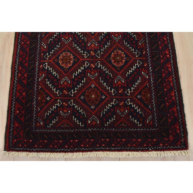 Baloch Runner 2’2” X 11’6” Blue Wool Vintage Tribal Hand-Knotted Oriental Rug For Sale - Image 9 of 12