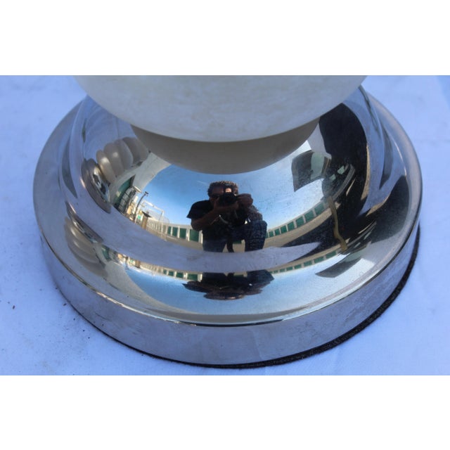 Deco Alabaster Polished Nickel Lamps - a Pair For Sale - Image 9 of 10