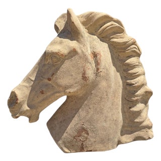 Greek Horse Head Sculpture in Terracotta, Italy, 1950 For Sale